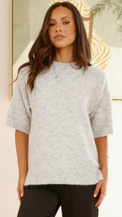 Fashion Allied Knit Tops|Knitwear^Chelsea Knit Tee - Grey