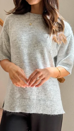 Fashion Allied Knit Tops|Knitwear^Chelsea Knit Tee - Grey