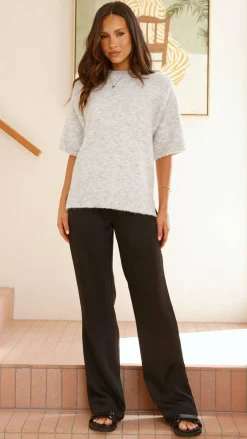 Fashion Allied Knit Tops|Knitwear^Chelsea Knit Tee - Grey