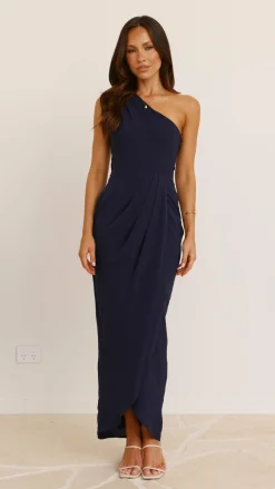 LILYWHYT Mi Amore|Dresses^Clara One Shoulder Maxi Dress - Navy
