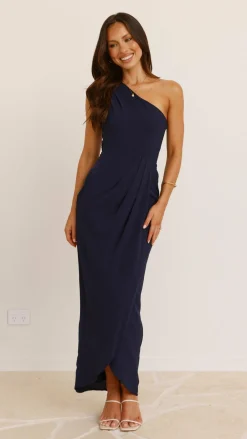LILYWHYT Mi Amore|Dresses^Clara One Shoulder Maxi Dress - Navy