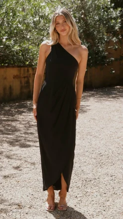 LILYWHYT Mi Amore|Dresses^Clara One Shoulder Maxi Dress - Black