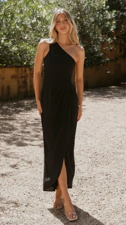 LILYWHYT Mi Amore|Dresses^Clara One Shoulder Maxi Dress - Black