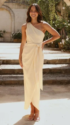 LILYWHYT Mi Amore|Dresses^Clara One Shoulder Maxi Dress - Yellow