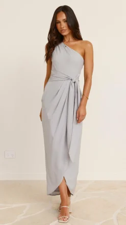 LILYWHYT Sale Evening|Sale Dresses^Clara One Shoulder Maxi Dress - Silver
