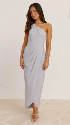 LILYWHYT Sale Evening|Sale Dresses^Clara One Shoulder Maxi Dress - Silver