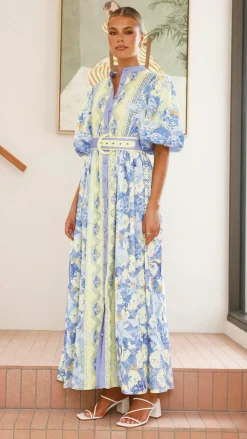 Bubblegum Dresses|Maxi^Claudelle Maxi Dress - Blue/Yellow