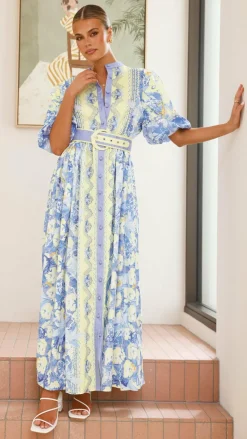 Bubblegum Dresses|Maxi^Claudelle Maxi Dress - Blue/Yellow