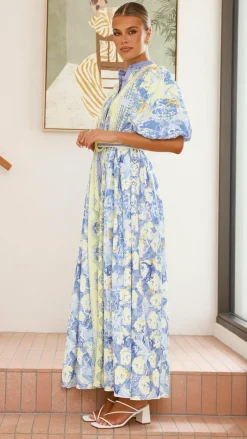 Bubblegum Dresses|Maxi^Claudelle Maxi Dress - Blue/Yellow