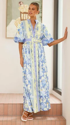 Bubblegum Dresses|Maxi^Claudelle Maxi Dress - Blue/Yellow