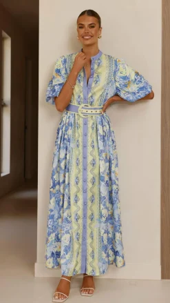 Bubblegum Dresses|Maxi^Claudelle Maxi Dress - Blue/Yellow
