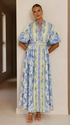 Bubblegum Dresses|Maxi^Claudelle Maxi Dress - Blue/Yellow