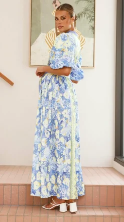 Bubblegum Dresses|Maxi^Claudelle Maxi Dress - Blue/Yellow