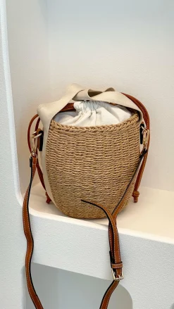 Adorne Bags^Cleo Woven Bucket Handbag - Natural / Tan