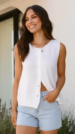 Little Lies Knit Tops|Knitwear^Cloe Top - White