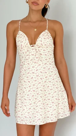Alive Girl Sale Dresses^Coco Mini Dress - White / Pink Floral