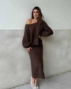 Burans Sets|Bottoms^Cohen Knit Midi Skirt - Chocolate
