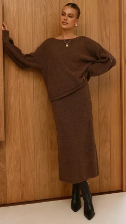 Burans Sets|Bottoms^Cohen Knit Midi Skirt - Chocolate