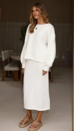 Burans Knitwear|Knitwear^Cohen Knit Midi Skirt - Off White