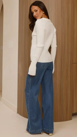 My Girl Knit Tops|Knitwear^Corbin Collared Knit Top - White