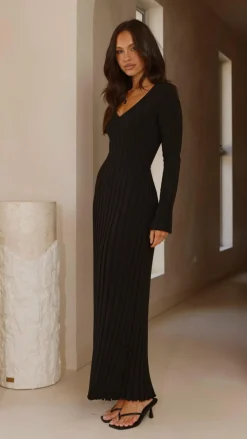 Burans Knit Dresses|Knitwear^Cyra Long Sleeve Maxi Dress - Black