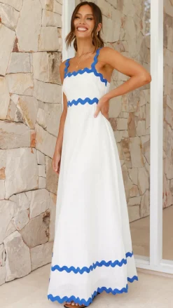 By Frankie Dresses|Maxi^Daleyza Maxi Dress - White / Blue