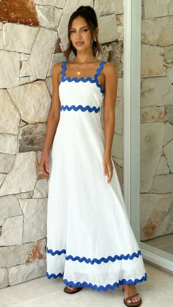 By Frankie Dresses|Maxi^Daleyza Maxi Dress - White / Blue