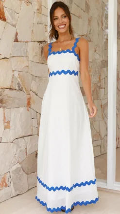 By Frankie Dresses|Maxi^Daleyza Maxi Dress - White / Blue