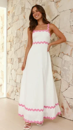 By Frankie Dresses|Maxi^Daleyza Maxi Dress - White / Pink