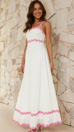 By Frankie Dresses|Maxi^Daleyza Maxi Dress - White / Pink