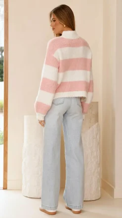 Fashion Allied Knitwear|Knitwear^Dante Knitted Sweater - White / Pink Stripe