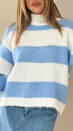 Fashion Allied Knitwear|Knitwear^Dante Knitted Sweater - White / Blue Stripe