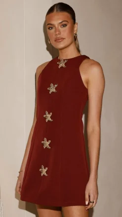 Fashion Allied Dresses|Mini^Daray Mini Dress - Burgundy/Star