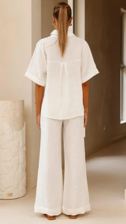 Fashion Allied Tops^Darcila Short Sleeve Button Up Shirt - White