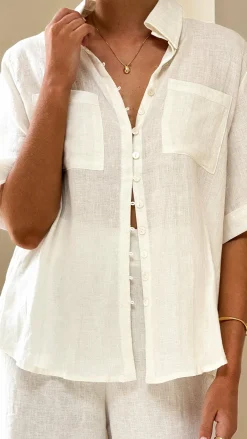 Fashion Allied Tops^Darcila Short Sleeve Button Up Shirt - White