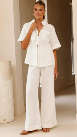 Fashion Allied Tops^Darcila Short Sleeve Button Up Shirt - White