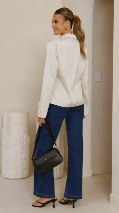 KOLI Tops^Darielle Tie Front Long Sleeve Top - Champagne