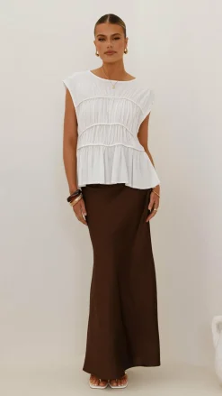 KOLI Bottoms^Darina Bias Cut Maxi Skirt - Chocolate