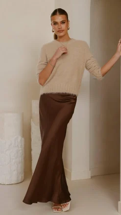KOLI Bottoms^Darina Bias Cut Maxi Skirt - Chocolate