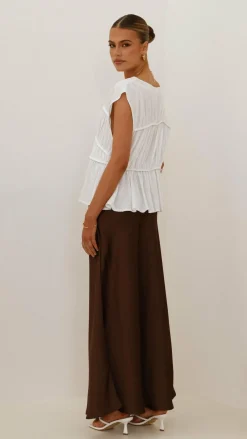 KOLI Bottoms^Darina Bias Cut Maxi Skirt - Chocolate