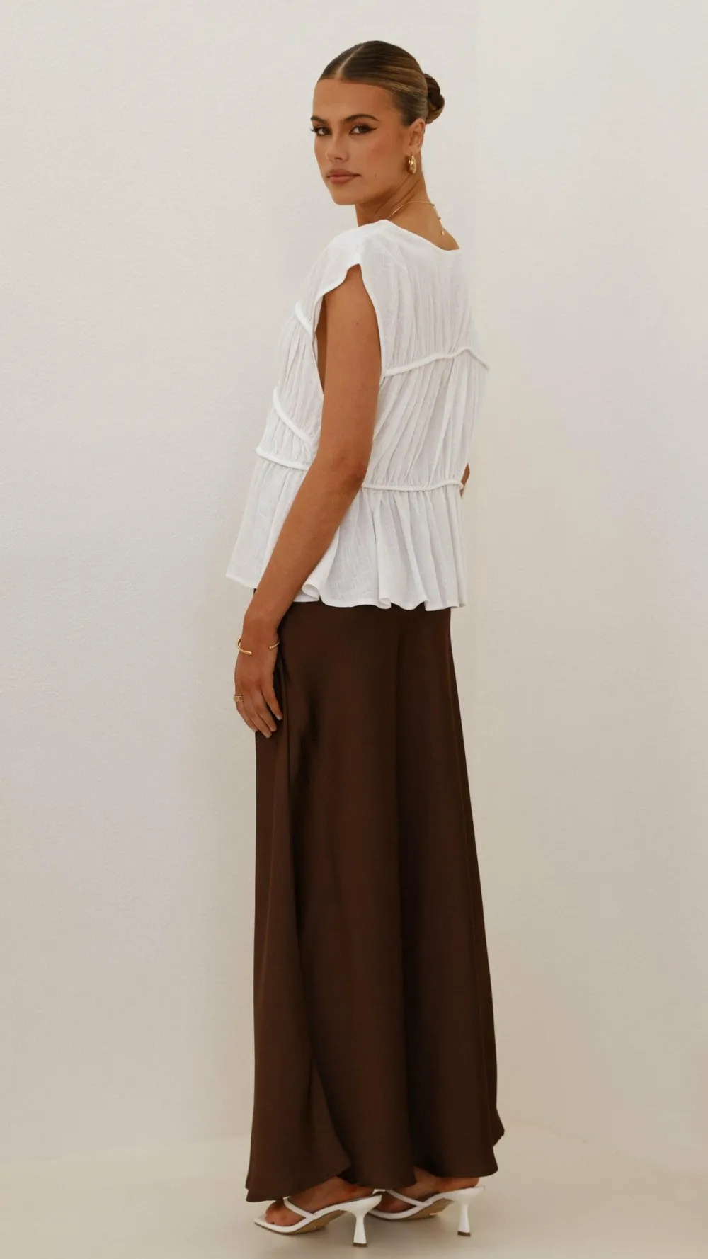KOLI Bottoms^Darina Bias Cut Maxi Skirt - Chocolate