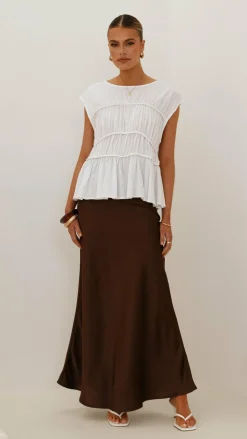 KOLI Bottoms^Darina Bias Cut Maxi Skirt - Chocolate