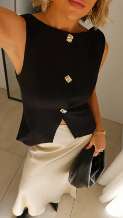 KOLI Bottoms^Darina Bias Cut Maxi Skirt - Champagne