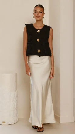KOLI Bottoms^Darina Bias Cut Maxi Skirt - Champagne