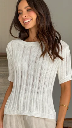 Fashion Allied Knit Tops|Knitwear^Darlene T-Shirt - White