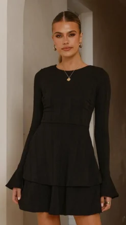 LILYWHYT Sale Dresses^Dasha Long Sleeve Knit Mini Dress - Black