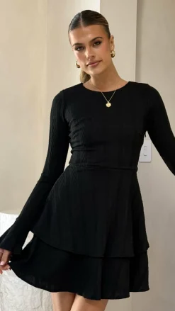 LILYWHYT Sale Dresses^Dasha Long Sleeve Knit Mini Dress - Black
