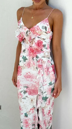 Sweet Acacia Sale Dresses^Debbie Midi Dress - Pink / White Floral