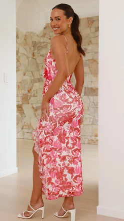 Sweet Acacia Sale Dresses^Debbie Midi Dress - Pink/Red Floral