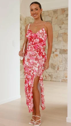 Sweet Acacia Sale Dresses^Debbie Midi Dress - Pink/Red Floral